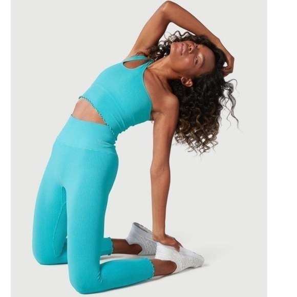 NWT NUX For the Frill High Rise Ribbed 7/8 Leggings Green Size M/L - Picture 13 of 16